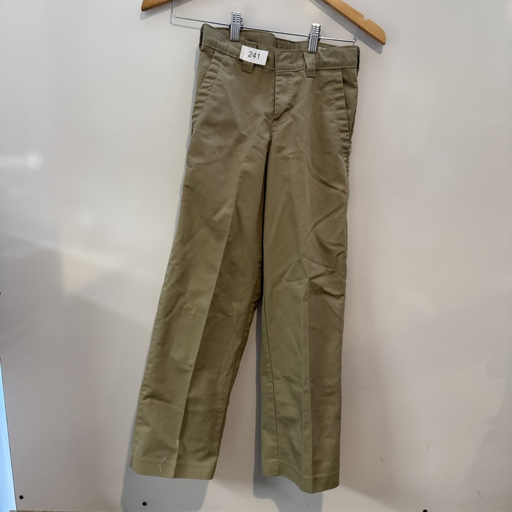 Dickies Pants Boys 10 Khaki Classic Fit Flat Front Straight School Uniform Adjus